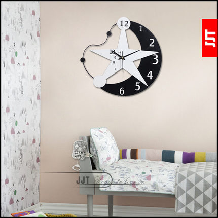久久达 个性月亮创意挂钟 客厅时尚艺术时钟 现代静音卧室挂钟表