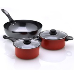 炊大师 锅具套装 炒锅厨房三件套 厨餐无烟锅(炒锅+汤锅+奶锅)