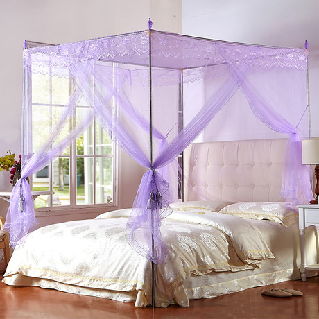 皇朝 落地不锈钢管蚊帐 三开门加粗加厚支架蚊帐