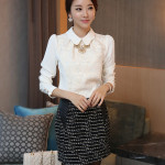 韩版雪纺女式长袖衬衫搭配 休闲短袖衬衫女 网购淘宝网女装白衬衫