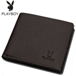 PLAYBOY花花公子 男士短款钱包 头层牛皮青年驾驶证真皮钱夹学生皮夹子 多款可选