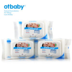 otbaby婴儿手口柔湿巾 宝宝天然型湿巾 带盖80抽*3包