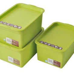 Citylong 禧天龙彩色时尚收纳箱 储物盒 3个装(草绿色5L)