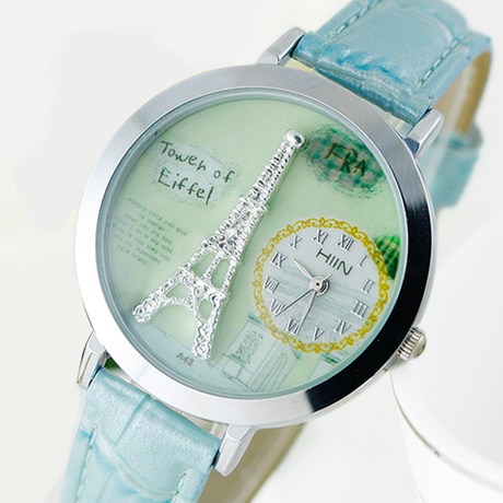巴黎铁塔时尚石英表 学生防水手表（含DIY雕刻设计）