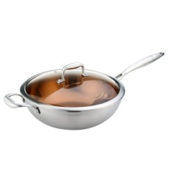 炊大皇 32cm多层钢玻璃盖无涂层炒锅WG14832电磁炉通用