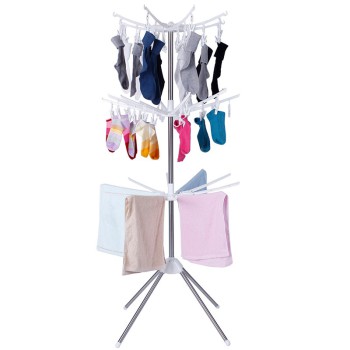 美家生活 落地立式不锈钢晾晒衣架
