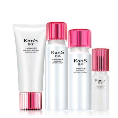 韩束火棘焕白四件套 洁面乳120ml+嫩肤水120ml+乳液100ml+精华液25ml