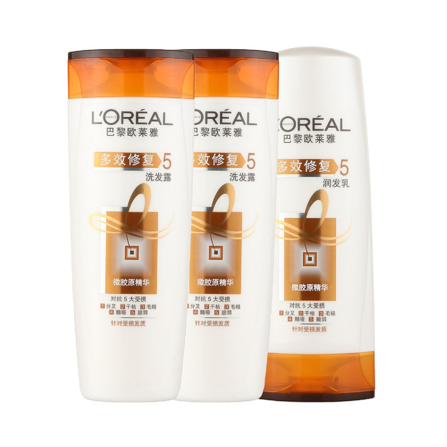 L'OREAL PARIS 巴黎欧莱雅多效修复洗发露400ml*2+润发乳400ml