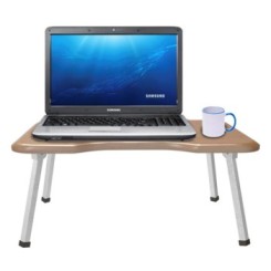 双箭日式懒人床上可折叠笔记本电脑桌 竹木纹色 SJ-1007