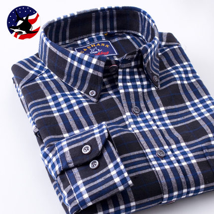 优鲨 秋季男装衬衫 男士磨毛格子长袖衬衫 多款可选