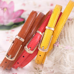 腰格格 韩版百搭时尚腰带 真皮女款细皮带 糖果色