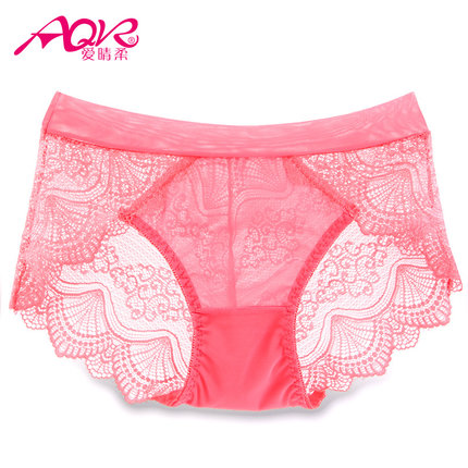 爱晴柔 女士蕾丝中腰无痕性感透明内裤