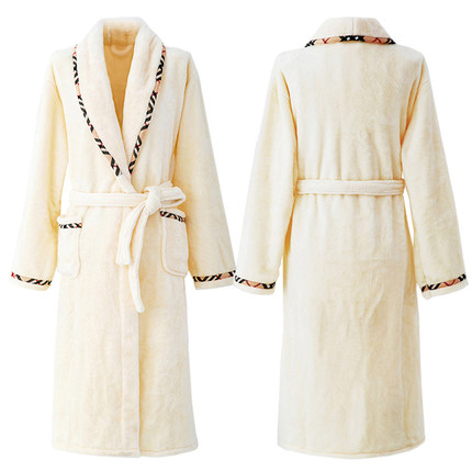 特丝格斯 加厚法兰绒睡袍 男女情侣浴袍 珊瑚绒长袖家居服