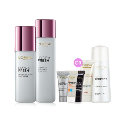 L'OREAL PARIS 巴黎欧莱雅 清润保湿护肤套装+清润旅行3件套/雪颜小样5件套