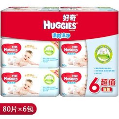 Huggies 好奇 清爽洁净婴儿湿巾80抽*6包