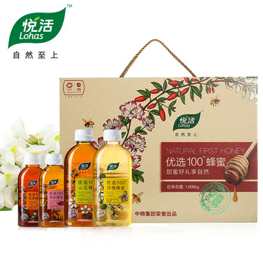 悦活 中粮优选100 蜂蜜礼盒装1508g