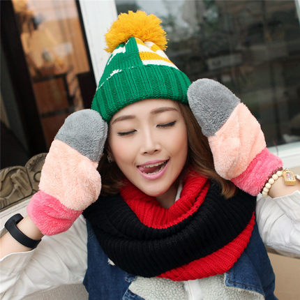 韩版珊瑚绒连指保暖手套 4色可选