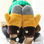 韩版珊瑚绒连指保暖手套 4色可选