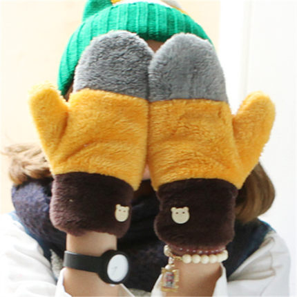 韩版珊瑚绒连指保暖手套 4色可选