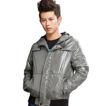 Semir 森马 男士小格子时尚亮面连帽棉服 2色可选