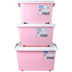 百草园 欧式滑轮加固加厚型多用塑料整理箱收纳箱
