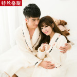 特丝格斯 秋冬季加厚法兰绒男女情侣睡袍