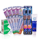 LION狮王 细齿洁特惠套装集合(悦手4支+晶彩2支+炭能量2支+有效护龈牙膏170G*2)赠酵素洁净牙膏30g