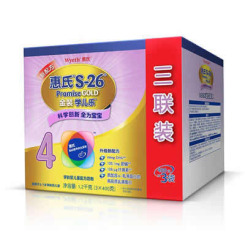 Wyeth 惠氏 S-26金装 学儿乐 学龄前儿童配方奶粉 4段 1.2kg(400g*3)三联装(新配方)