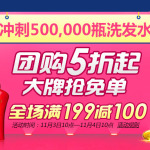 促销活动预告:1号店 11月3日 洗发水吉尼斯冲锋 团购五折起 品牌抢免单