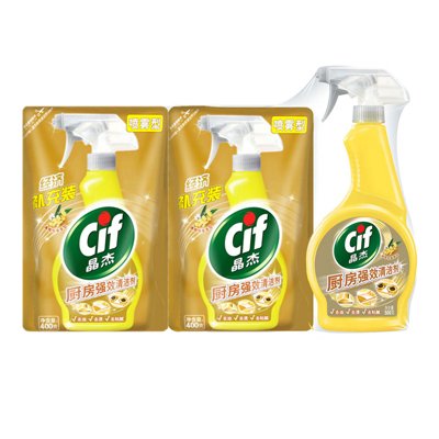 Cif晶杰 厨房强效清洁剂套装(清雅恬姜)500g+400g*2