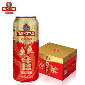 TSINGTAO 青岛 福禄寿禧系列 禧罐啤酒 500ml*12听*2箱