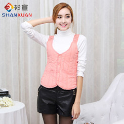 衫宣 秋冬新款女士保暖棉内胆修身短款棉坎肩马甲 3色可选