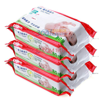 Pigeon贝亲 婴儿柔湿巾80片装*3包 PL135