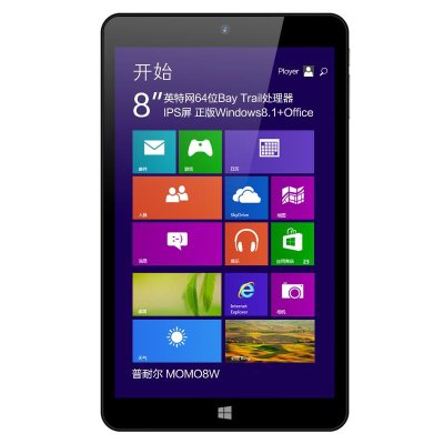 Ployer普耐尔 MOMO8W 英特尔四核win8平板电脑(1G/16G/8.0英寸1280*800IPS屏/正版Win8.1系统)黑色