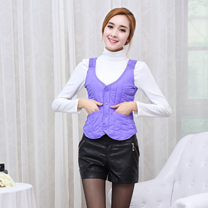 衫宣 秋冬新款女士保暖棉内胆修身短款棉坎肩马甲 3色可选