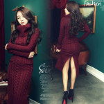 针情衫国 秋冬季打底连衣裙女加厚高领毛衣长裙超长款显瘦针织毛衣裙女过膝 5色可选