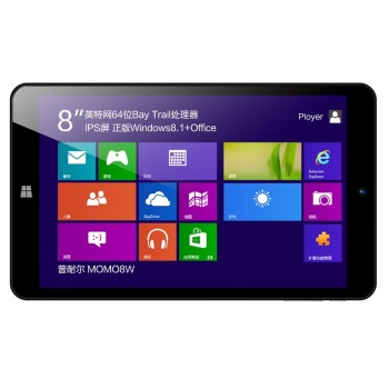 Ployer普耐尔 MOMO8 W 英特尔四核win8平板电脑(2G/16G/8.0英寸1280*800IPS屏/正版windows8.1)黑色