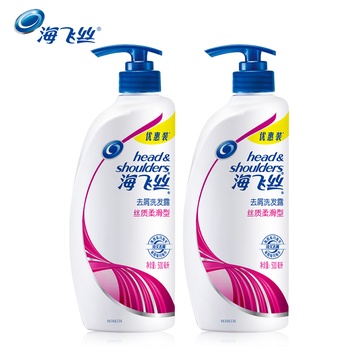 海飞丝 丝质柔滑去屑洗发水500ml*2瓶套装