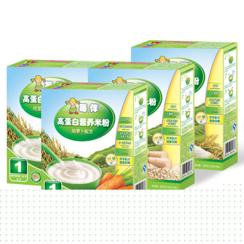 每伴 高蛋白营养米粉4种口味 原味/胡萝卜/淮山薏米/铁锌钙(25g*9包*4盒)