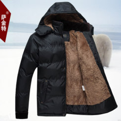 萨金特 加厚毛绒保暖爸爸男装冬装外套棉服棉袄中老年大码棉衣