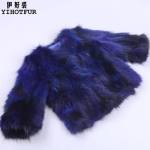 YIHOTFUR伊好裘 2014新款皮草外套 貉子毛七分袖圆领短款外套 欧洲站皮草控 3色可选