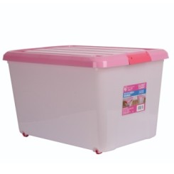 IRIS爱丽思 环保滑轮储物箱 整理收纳箱 粉/白色