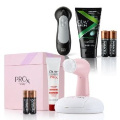 OLAY玉兰油 男士净爽毛孔洁面仪(双速率调节旋转手柄1支+轻柔纤维刷头1个+男士控油净爽洁面乳100g)+Pro-X净透焕肤洁面仪粉色限量版+底座套装
