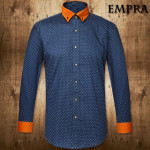 empra 秋冬季新款男士长袖衬衫 纯棉印花衬衣