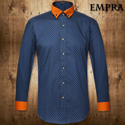 empra 秋冬季新款男士长袖衬衫 纯棉印花衬衣