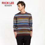 RICKLEE 文艺复古提花男士套头毛衣针织衫