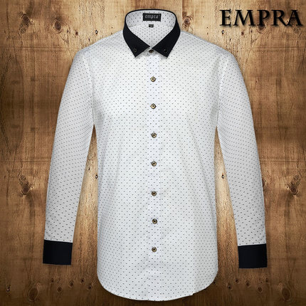 empra 秋冬季新款男士长袖衬衫 纯棉印花衬衣