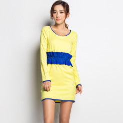 七格格 MEYEEKA蜜逸卡 新品淑女雪纺修身圆领荷叶边连衣裙3KB3090K