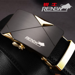 REENEW锐牛 男士皮带 真皮自动扣头腰带