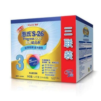 Wyeth惠氏 S-26金装幼儿乐幼儿配方3段奶粉(12-36个月幼儿适用)1200克(400克*3袋)*2盒